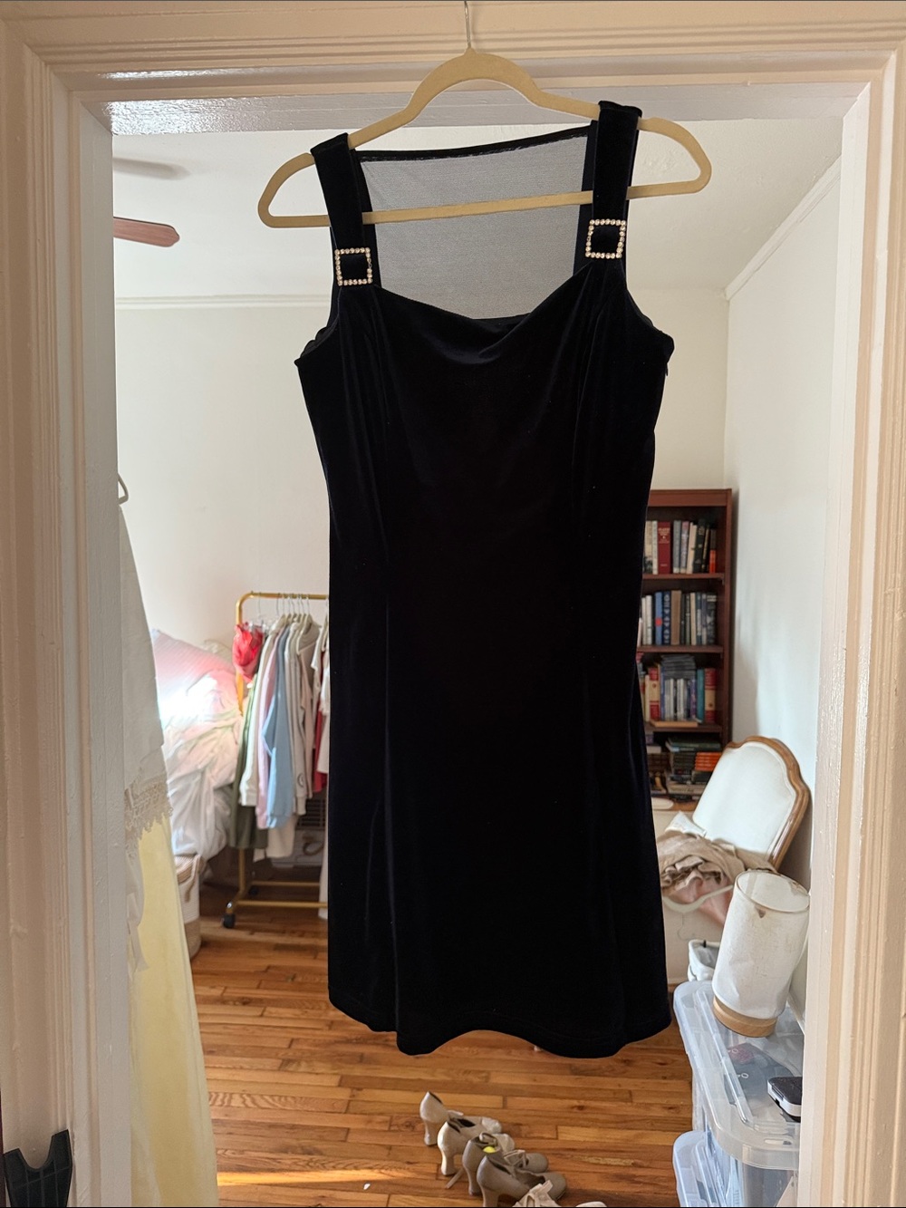 Vintage Scott McClintock Velvet Navy Blue Dress Size 10